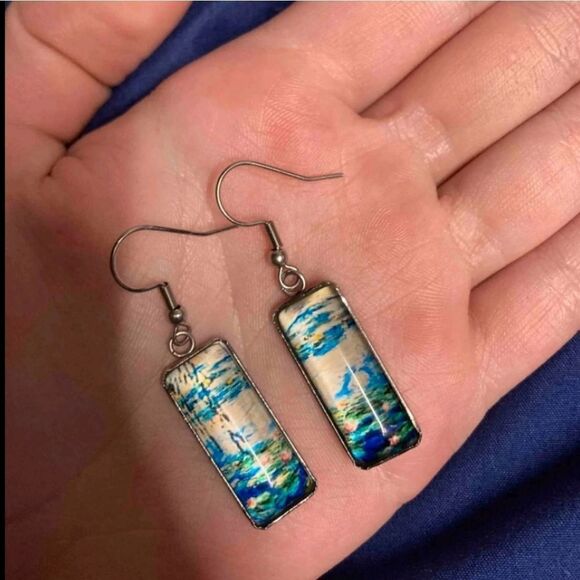 Monet Lillies Drop Earrings - Picture 5 of 5